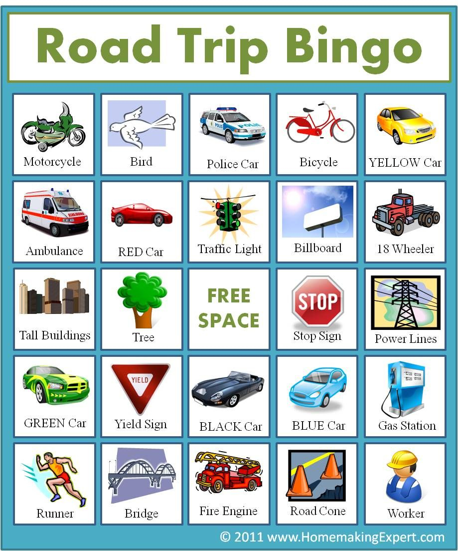 Free Road Trip Bingo Game For Kids - Homemaking Expert