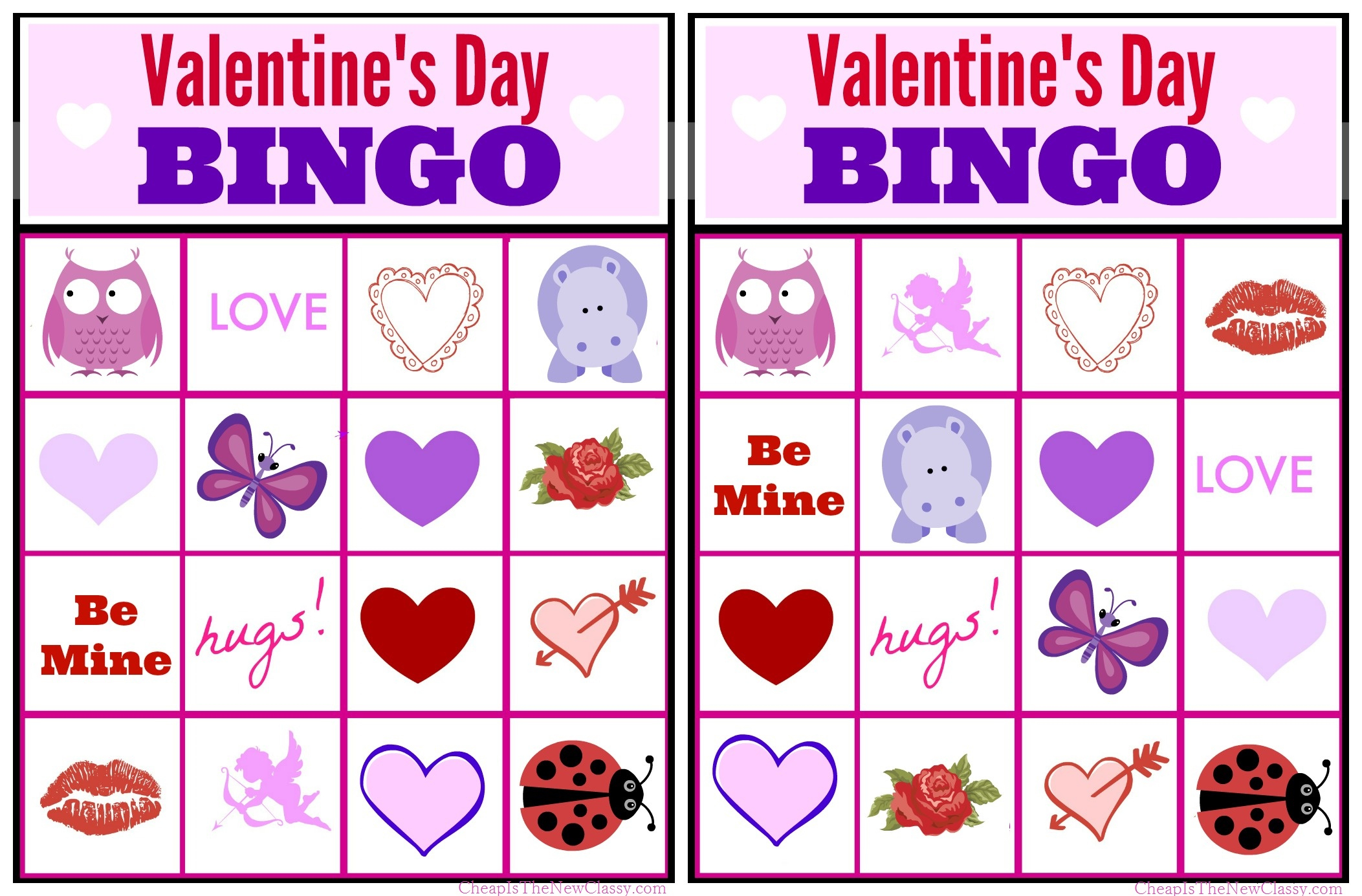 free printable classroom set of valentines bingo cards printable