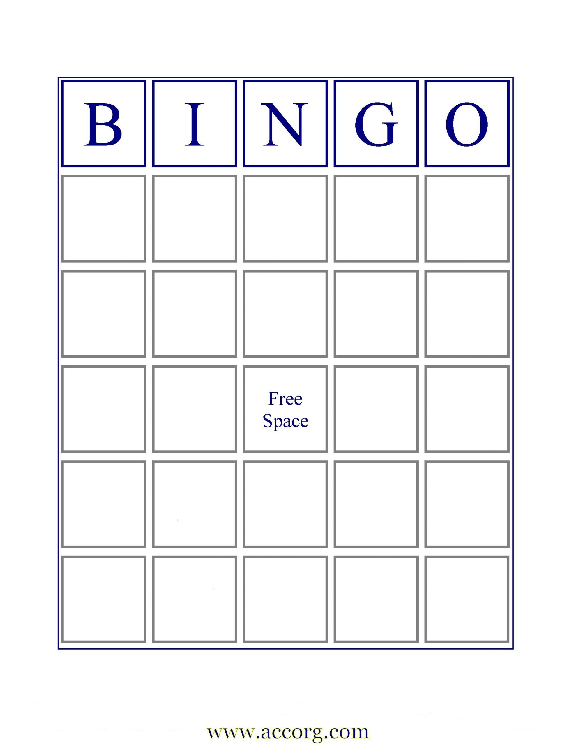 Printable Bingo Card Template