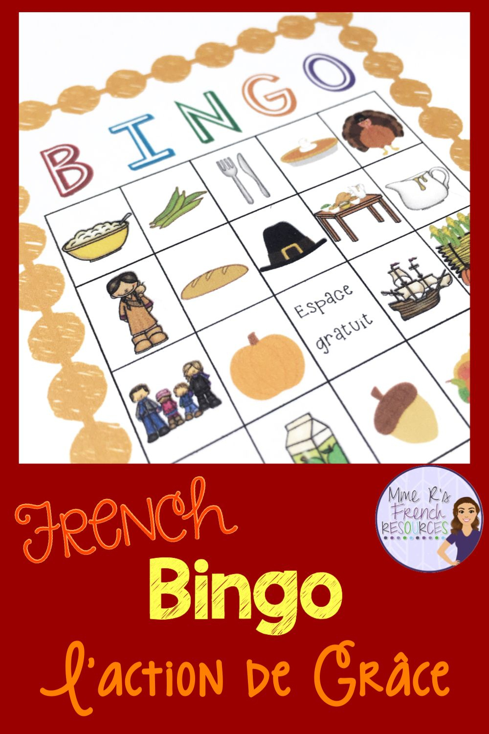 French Bingo Thanksgiving L&amp;#039;action De Grâce | How To Speak