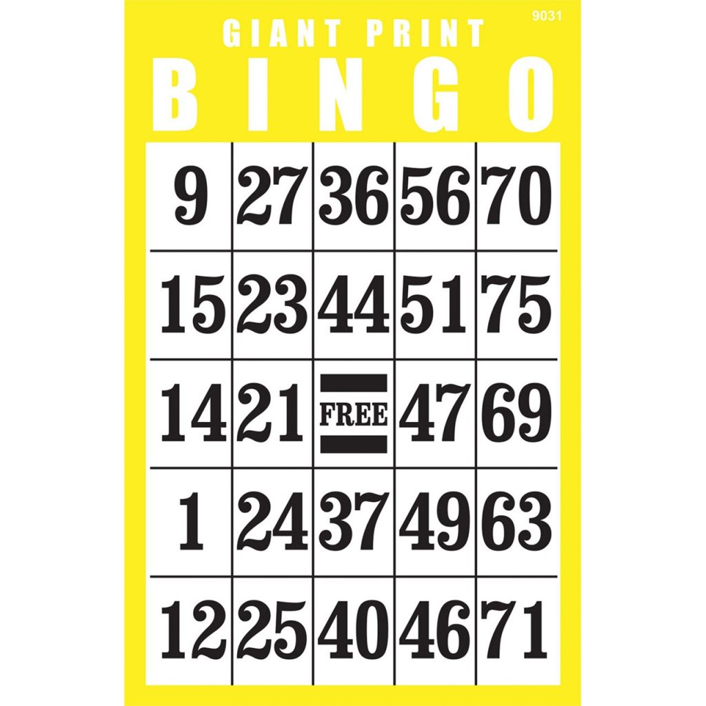 Giant Print Bingo Card- Yellow | Printable Bingo Cards