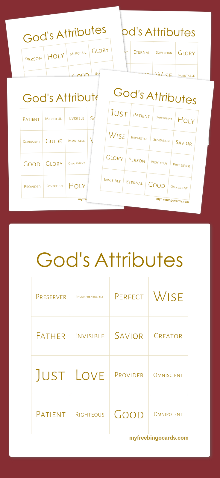 God&amp;#039;s Attributes Bingo | Bingo Printable, Bingo Cards, Bingo