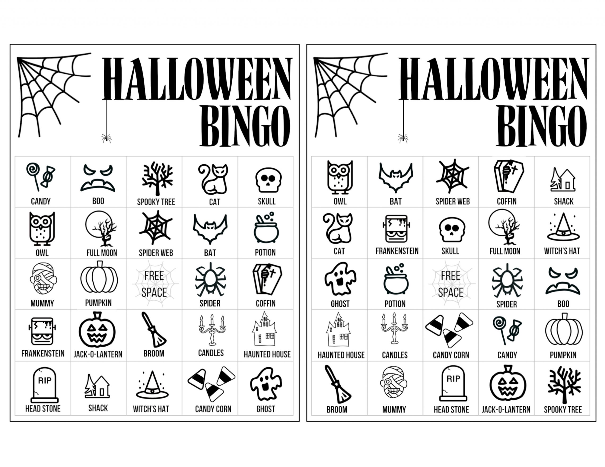 Halloween Bingo Printable Game Cards Template - Paper Trail