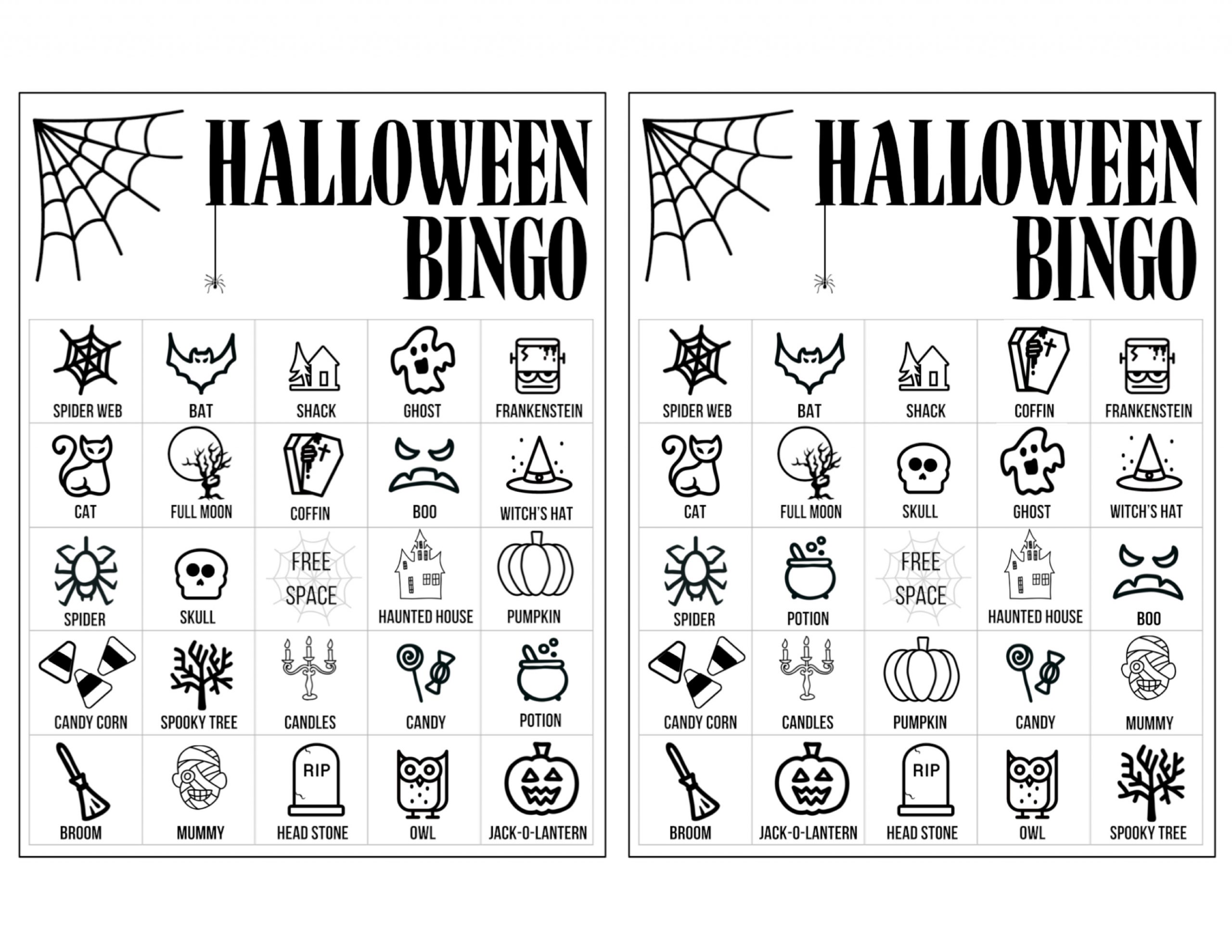 Halloween Bingo Printable Game Cards Template - Paper Trail