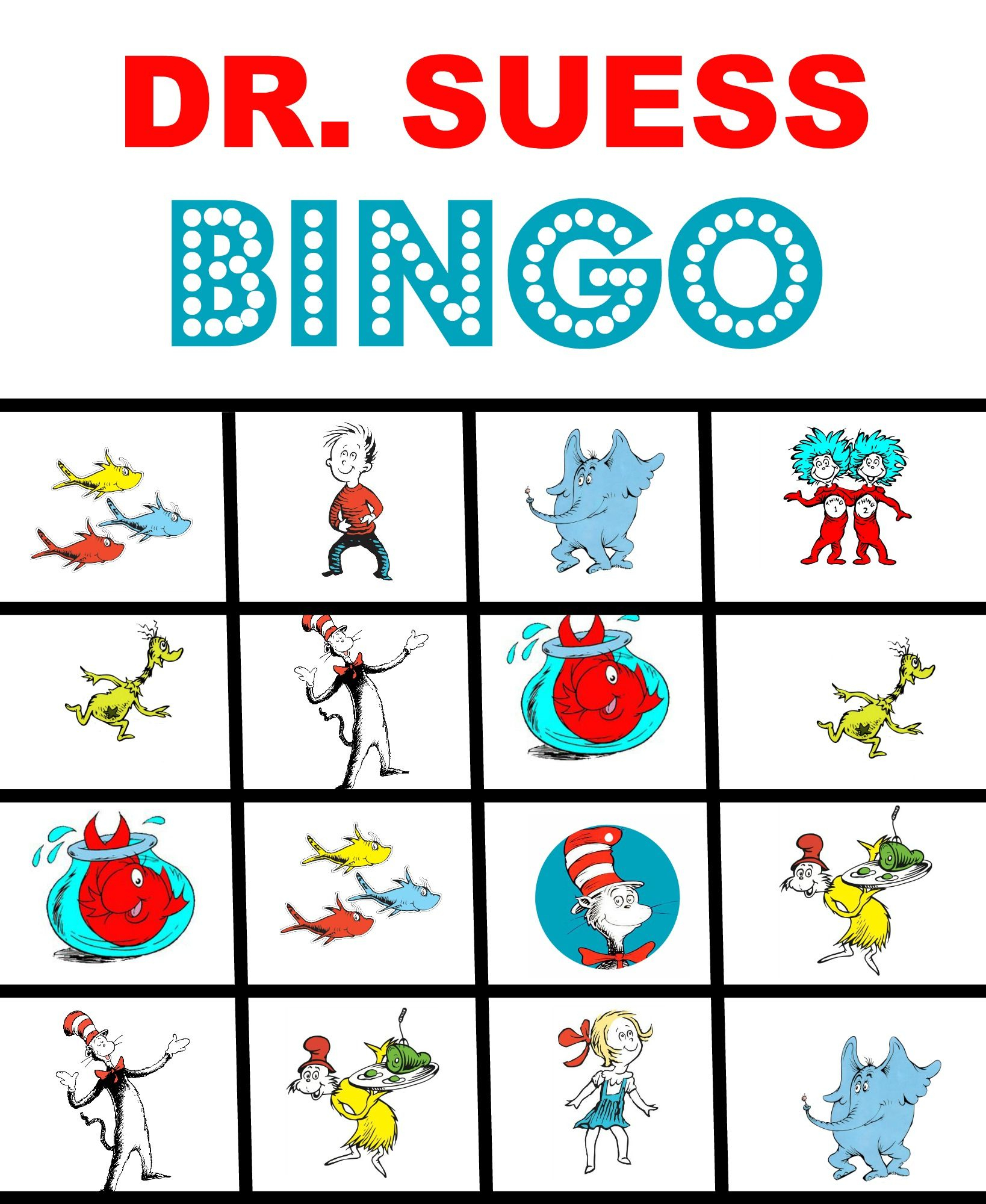 Happy Birthday Dr. Suess And Free Printable Bingo Game