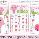 Ice Cream Bingo Printable Party Game   30 Bingo Cards   Ice
