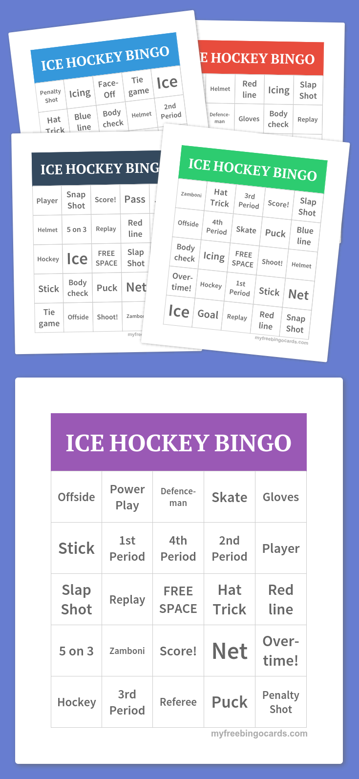 Ice Hockey Bingo | Free Bingo Cards, Bingo Cards Printable