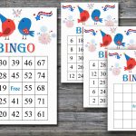 Independence Day Bingo, Patriotic Bingo Game, 60 Bingo Card