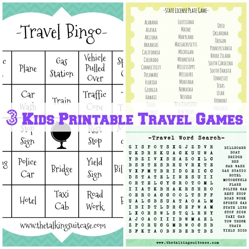 Kids Printable Travel Games | Travel Words, Travel Bingo, Travel