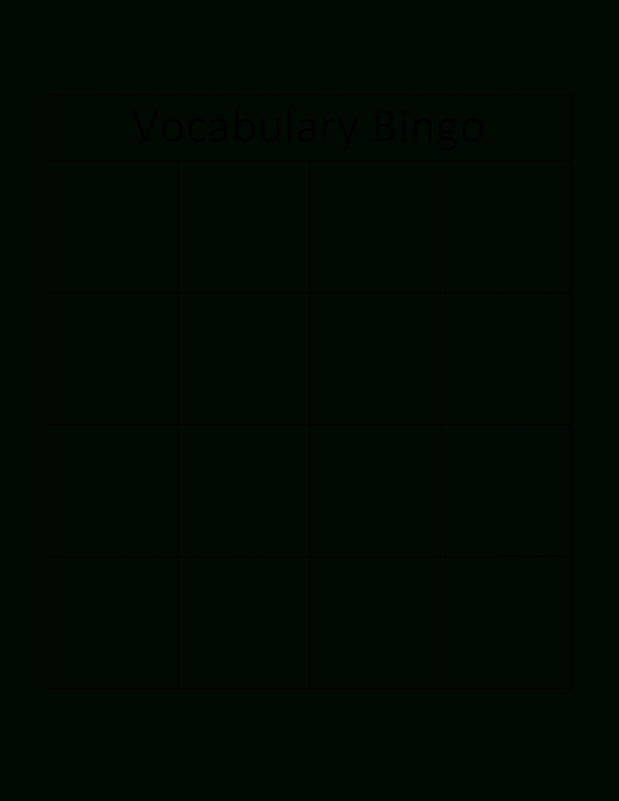 Kostenloses Vocabulary Bingo Card