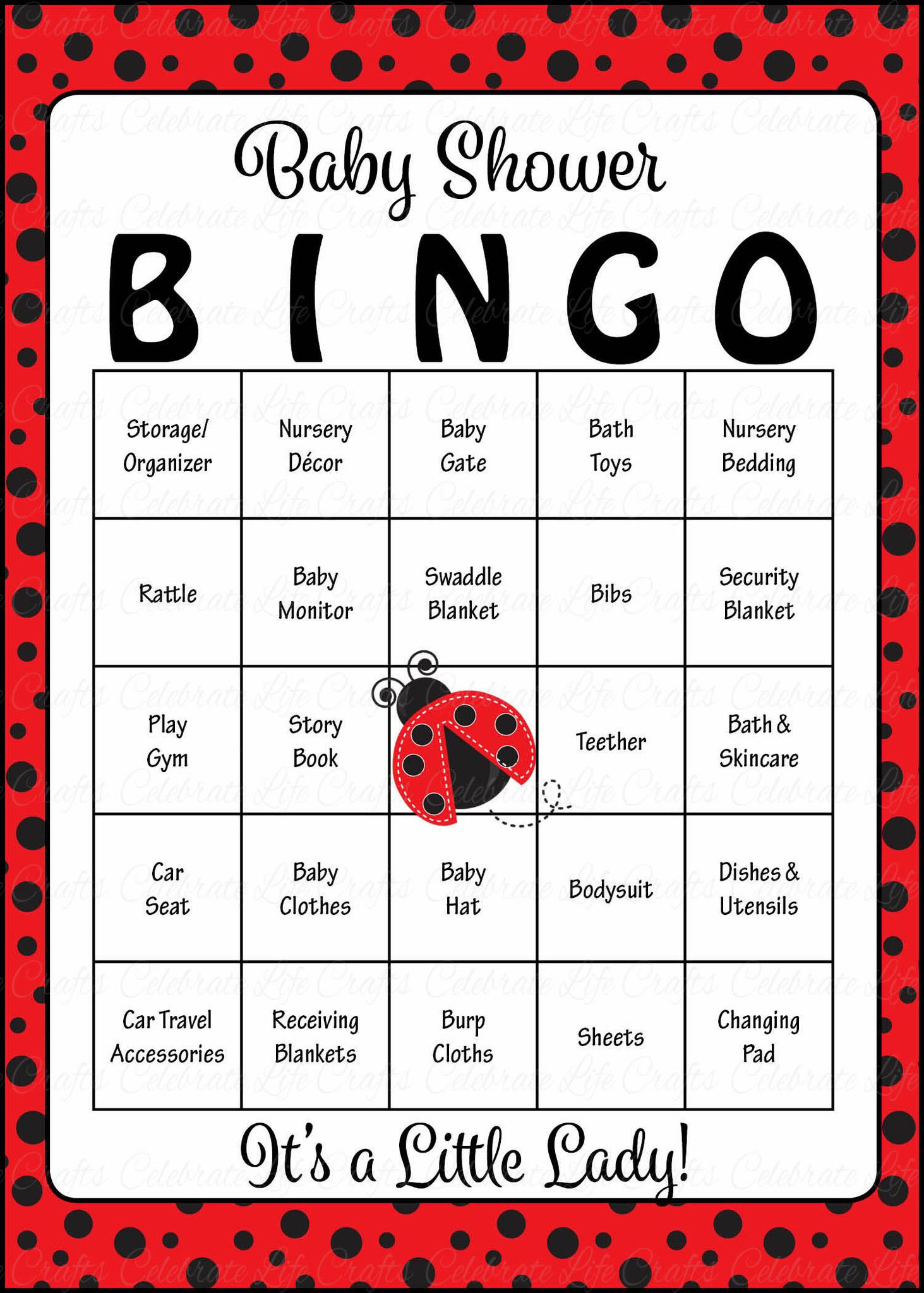 Ladybug Baby Bingo Cards Printable Download Prefilled Printable