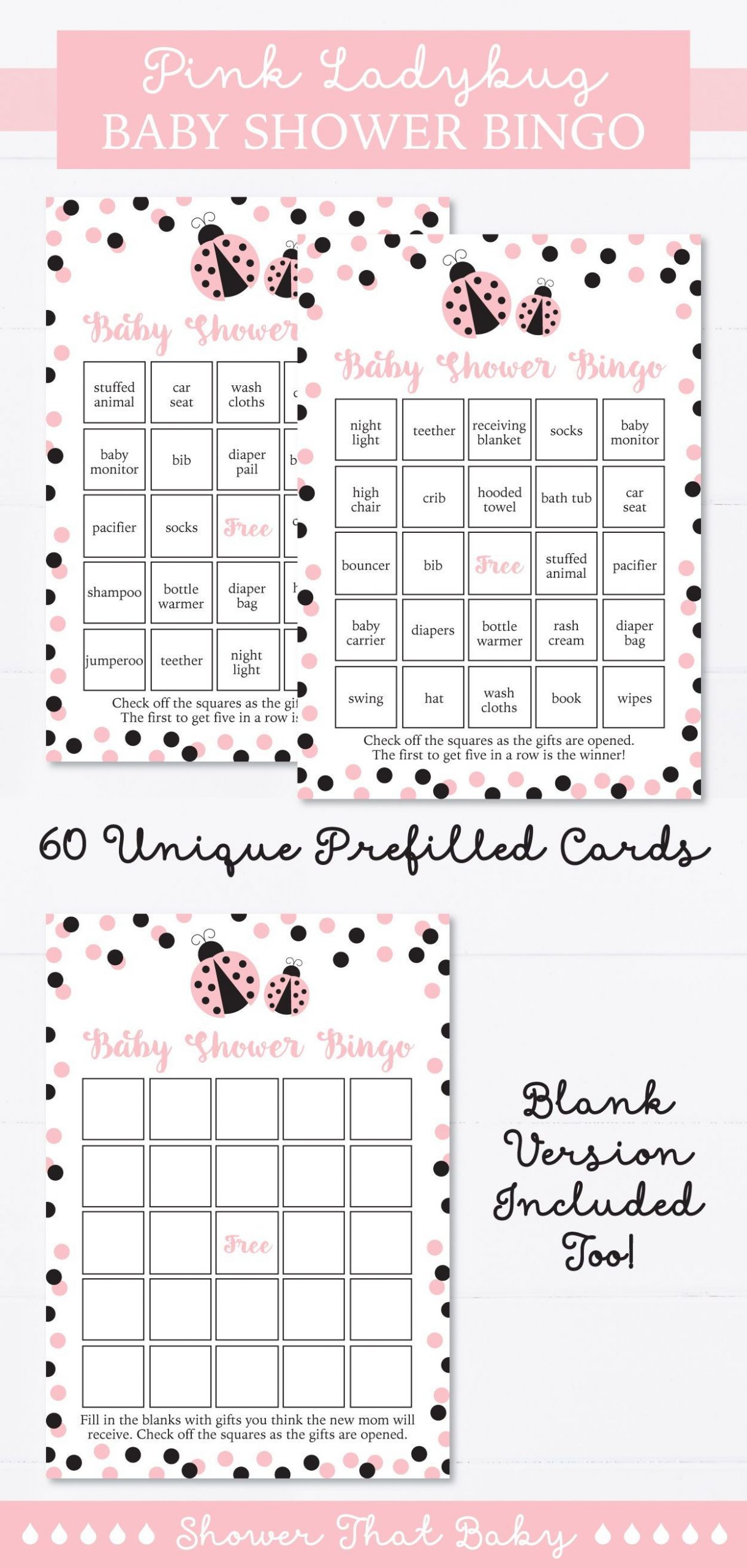 Ladybug Baby Shower Bingo Cards - Printable Blank Bingo