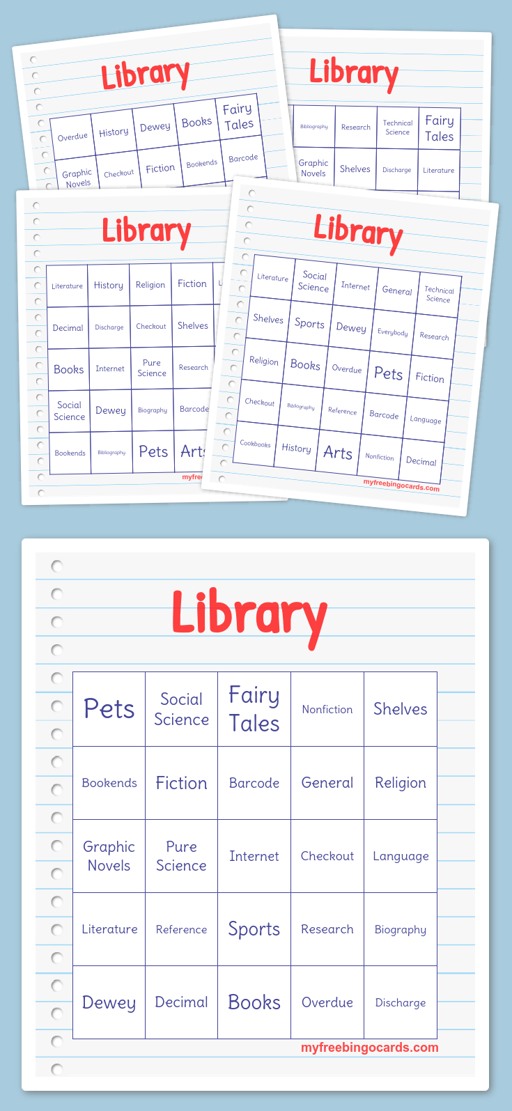 Printable Library Bingo Cards - Printable Bingo Cards