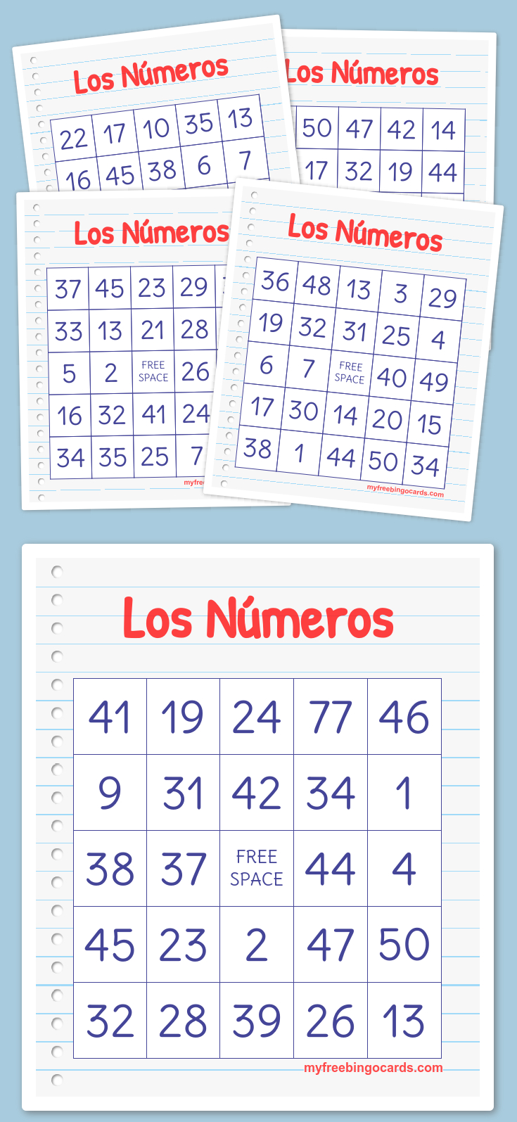 Los Números Bingo | Free Printable Bingo Cards, Bingo Cards