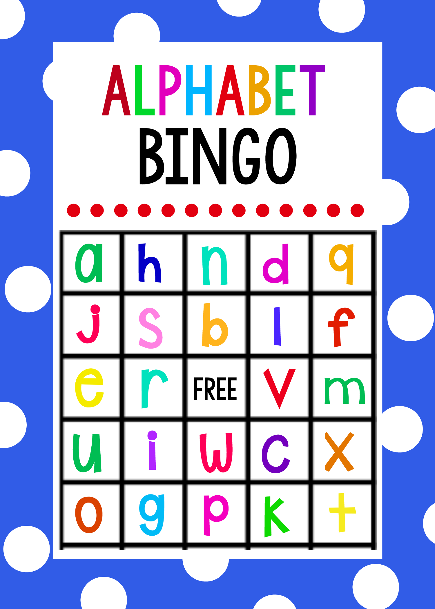 Alphabet Bingo Cards Printable