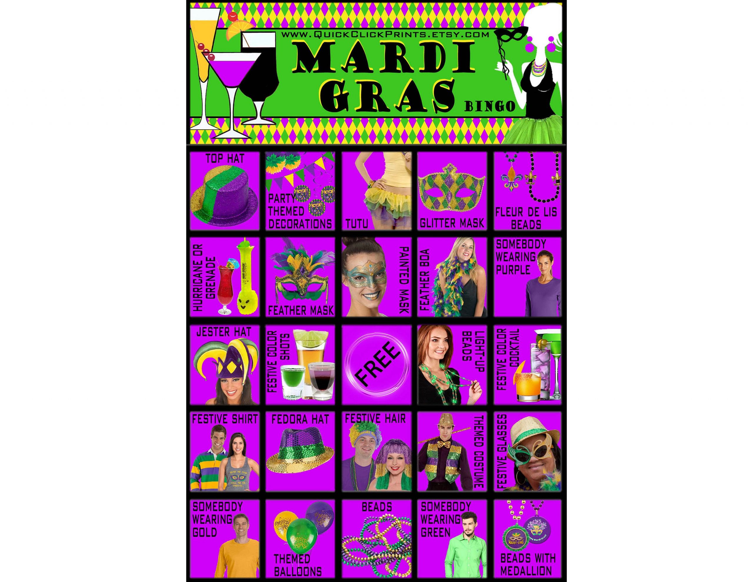 Mardi gras bingo game