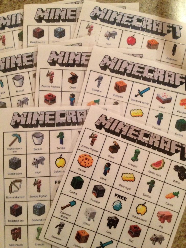 Mincraft Printable Bingo Cards