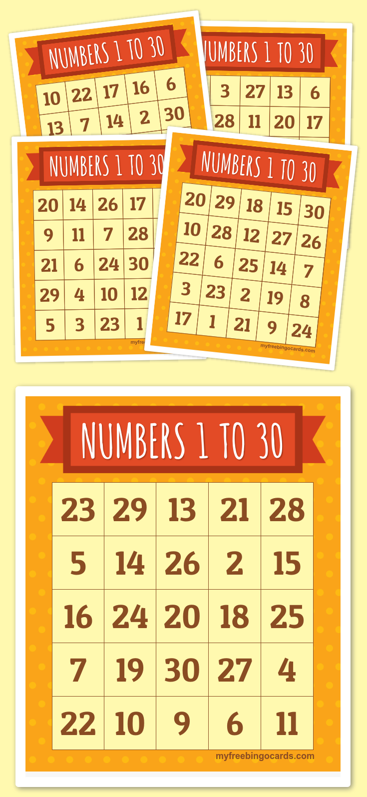 Numbers 1 To 30 Bingo | Bingo Cards, Bingo Printable