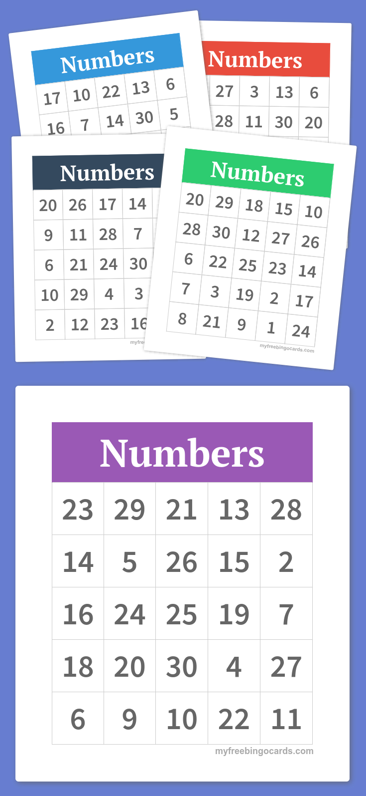 Free Printable Number Bingo Cards 1-30 | Printable Bingo Cards