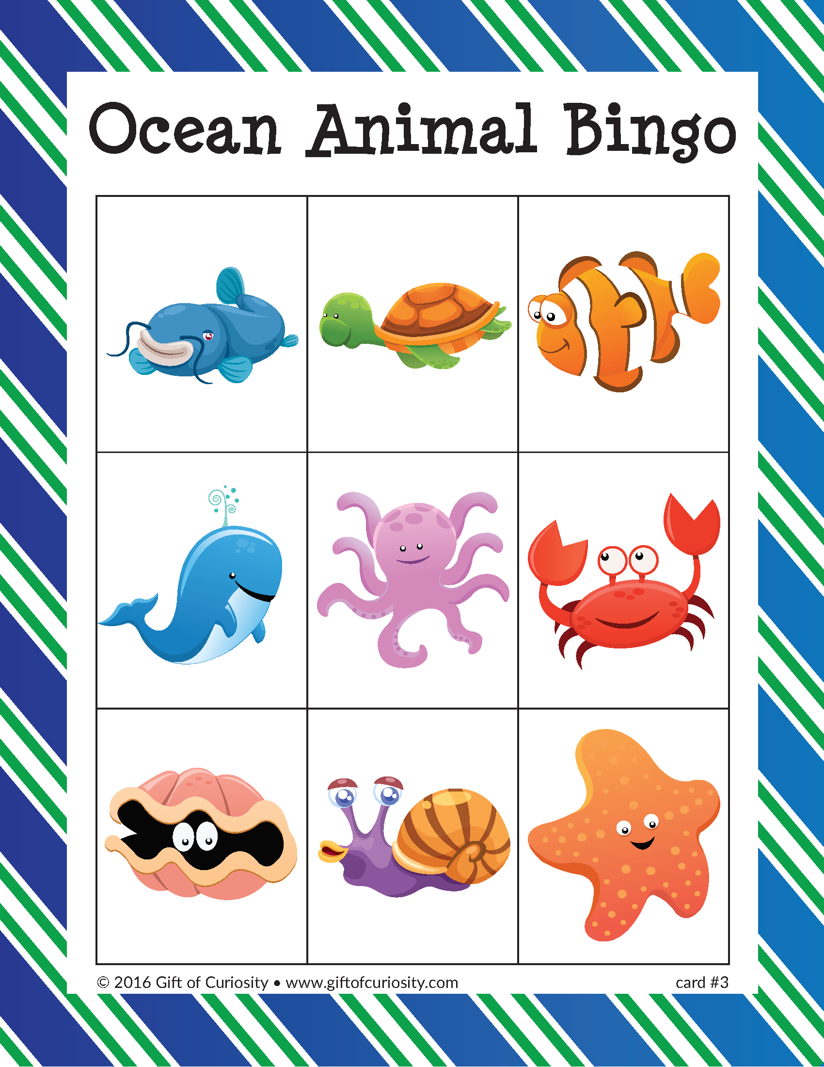 Ocean Animal Bingo - Gift Of Curiosity
