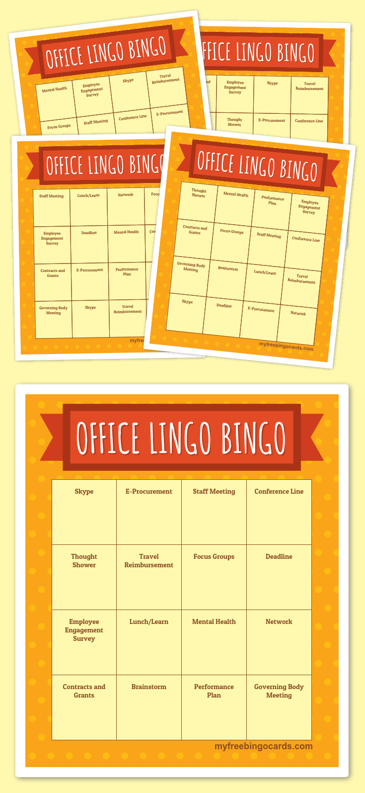 Office Lingo Bingo | Free Printable Bingo Cards, Bingo Cards