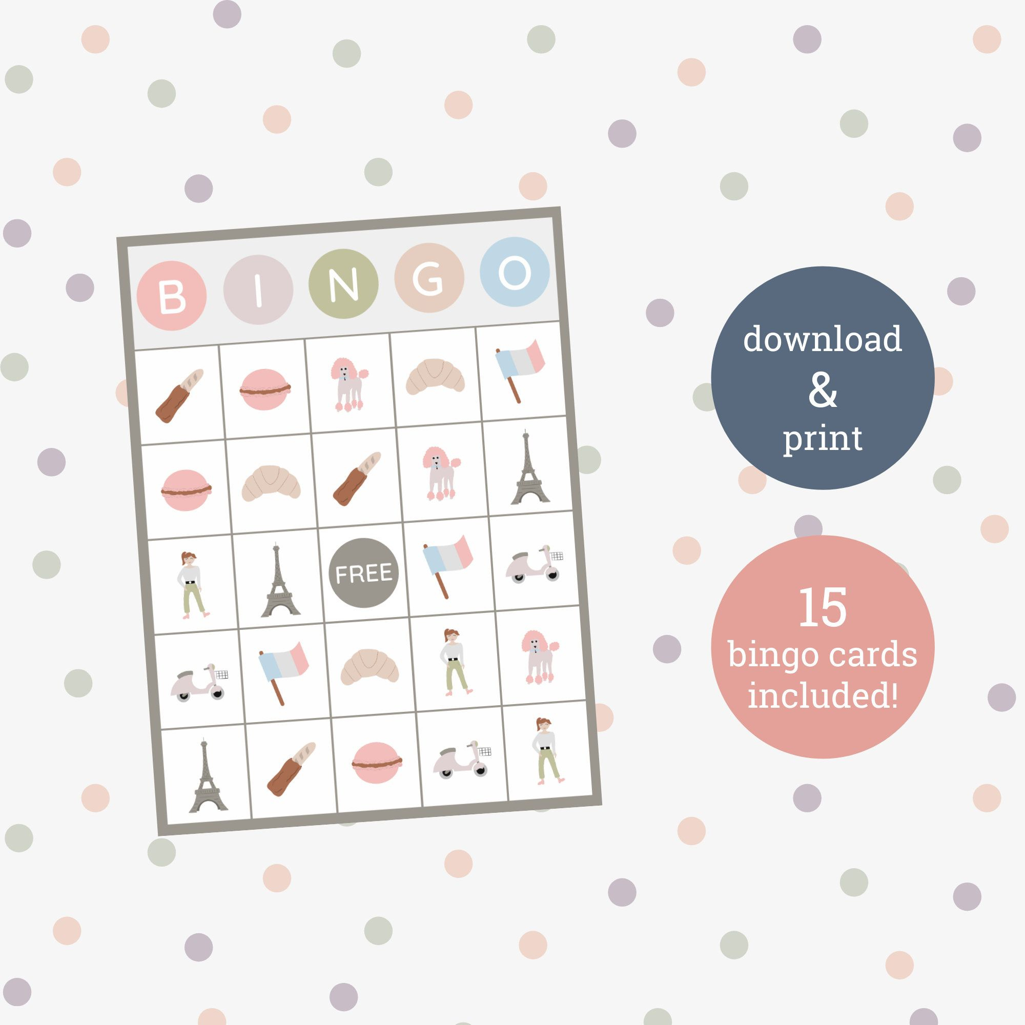 Paris Bingo! Instant Download Perfect For Fun Parties | Best