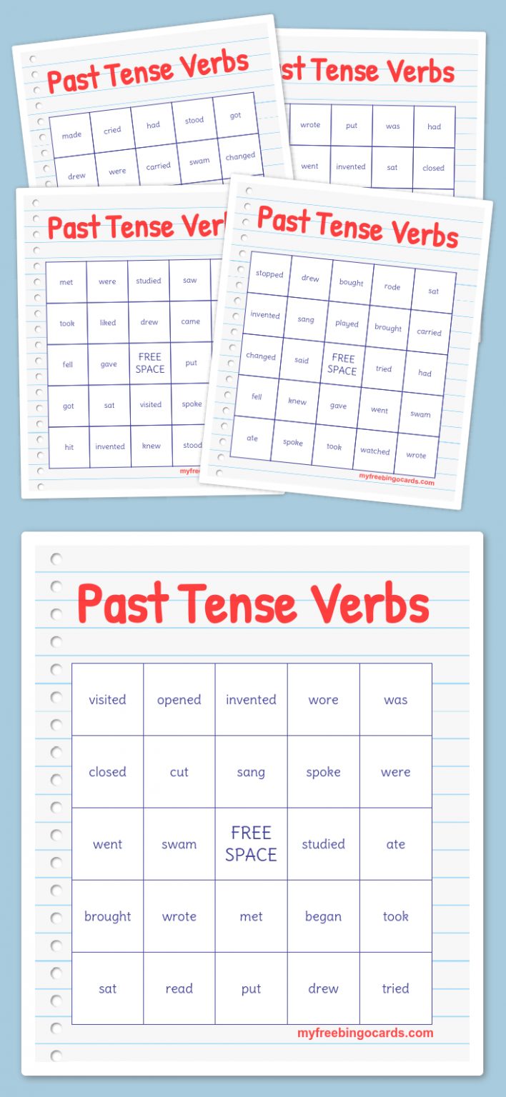 Past Tense Verbs Bingo | Free Bingo Cards, Free Printable | Printable ...