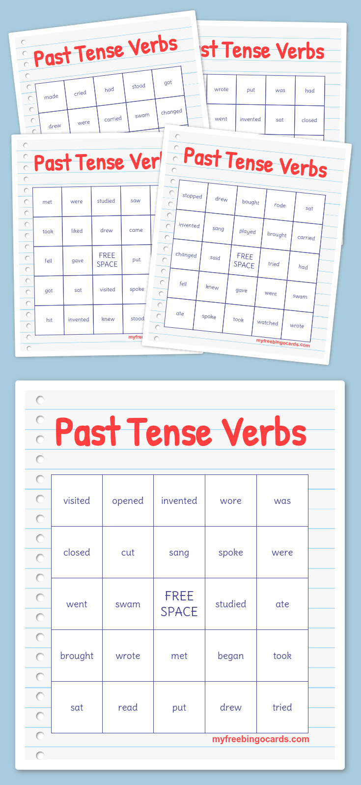 Past Tense Verbs Bingo | Free Bingo Cards, Free Printable