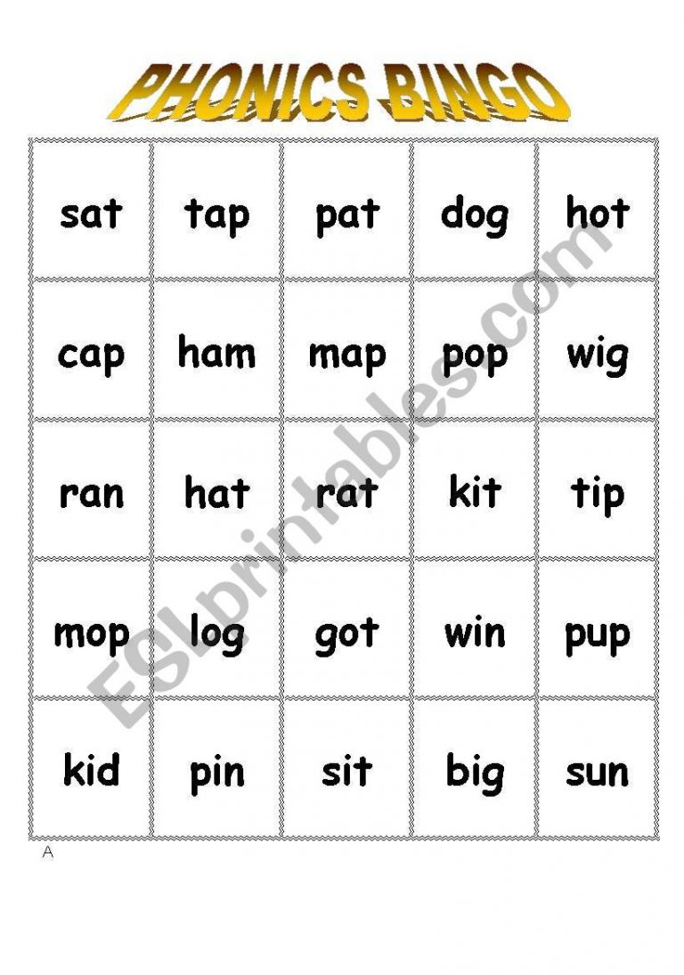 Phonics Bingo Esl Worksheetshlinder Printable Bingo Cards