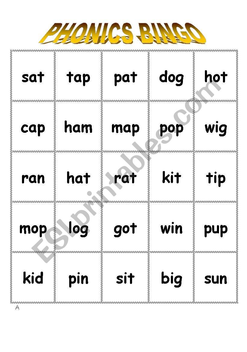 Phonics Bingo - Esl Worksheetshlinder