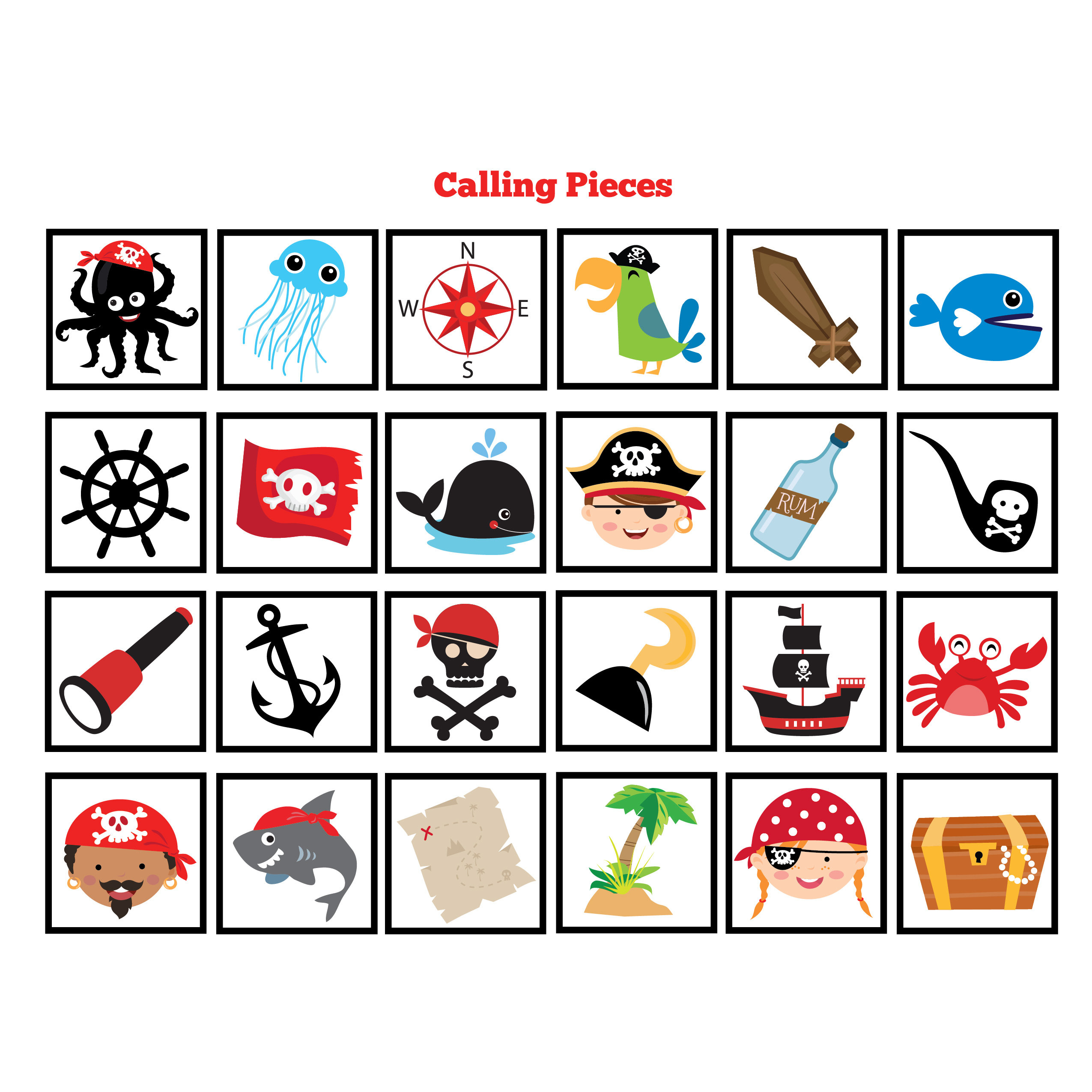 Pirate Bingo Game - Kid&amp;#039;s Printable Bingo Game - Bingo Game