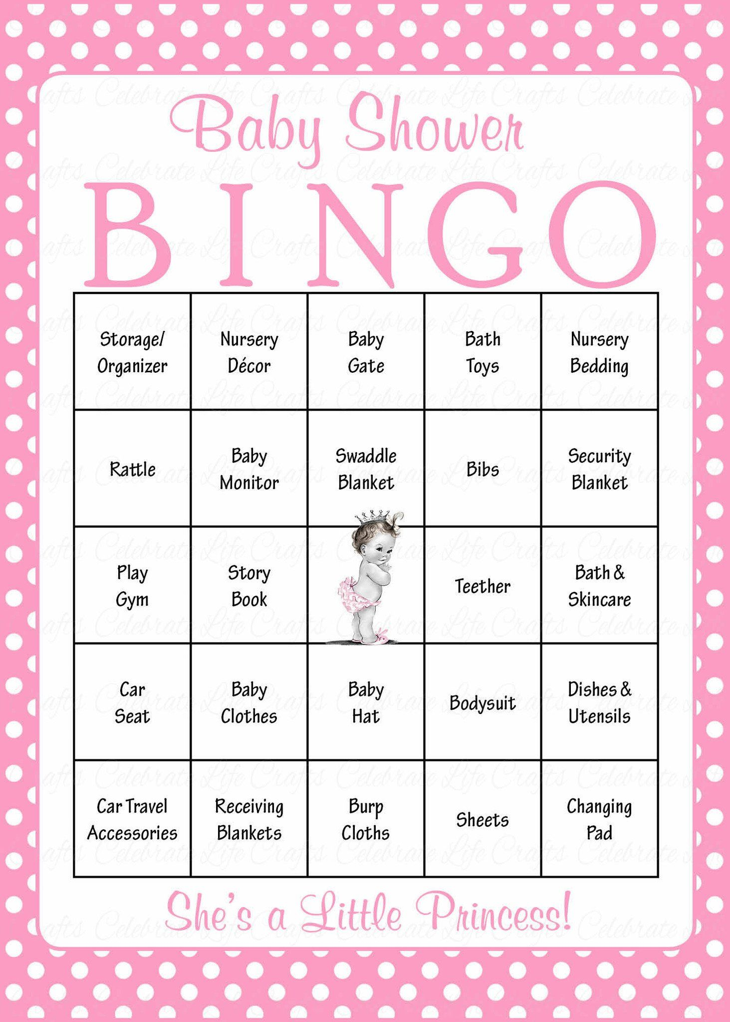 Princess Baby Bingo Cards - Printable Download - Prefilled