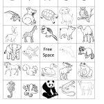 Printable Animal Bingo Card 2 Black And White Coloring Sheet