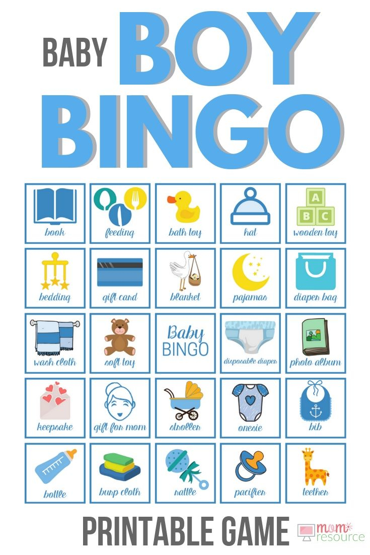 Printable Baby Shower Bingo Boy Cards - 80 Boy Bingo Cards