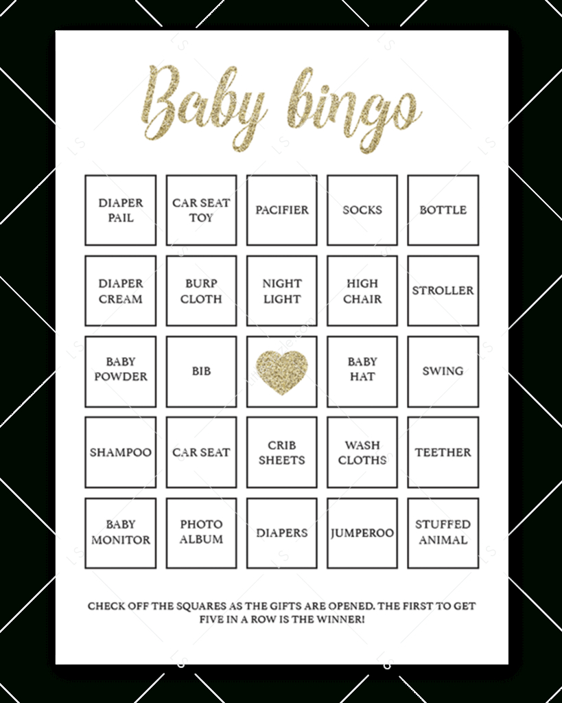 Printable Baby Shower Bingo Cards Gold | Baby Shower Bingo