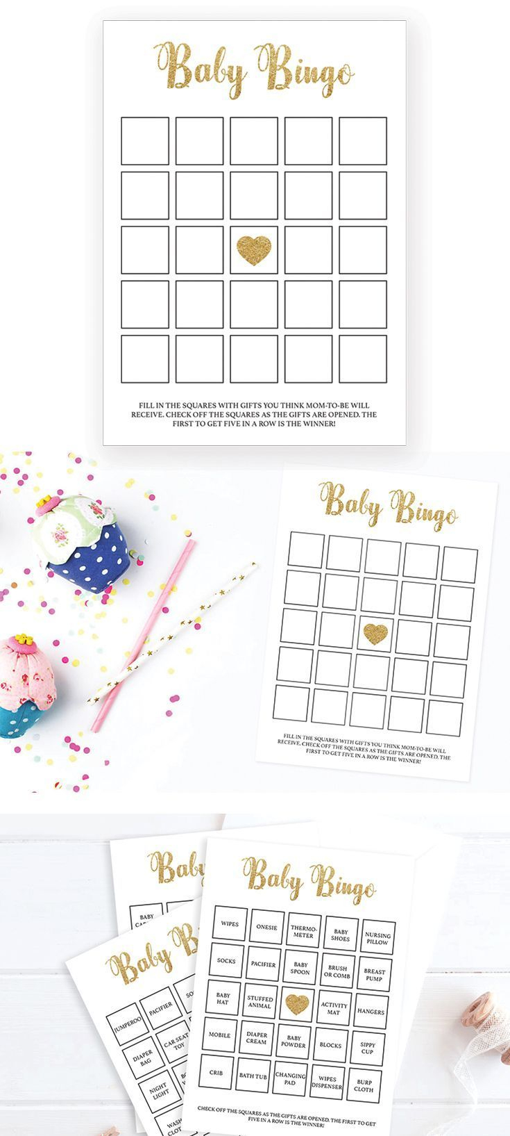 Printable Baby Shower Bingo Cards Gold