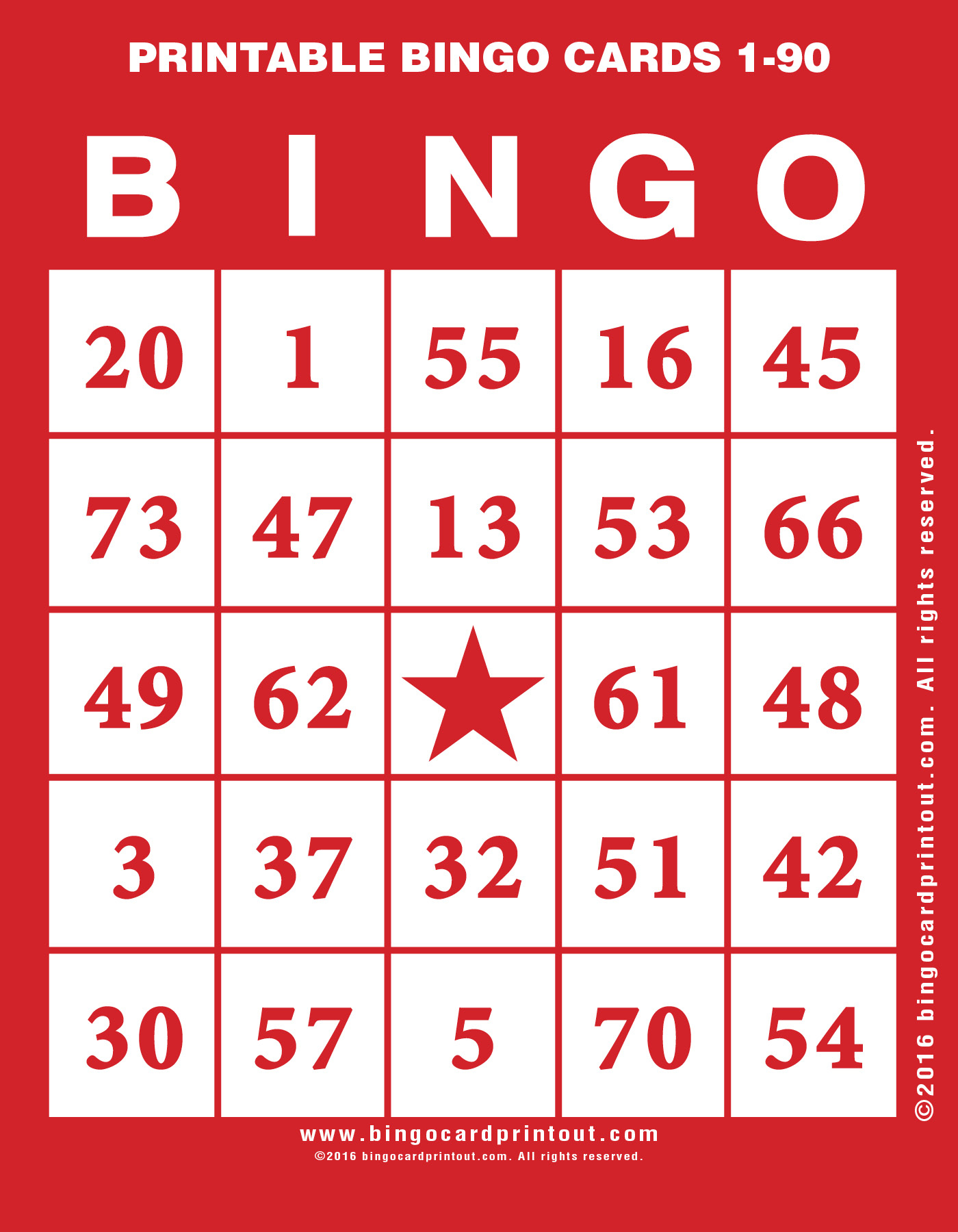 Printable Bingo Cards 1-90 - Bingocardprintout
