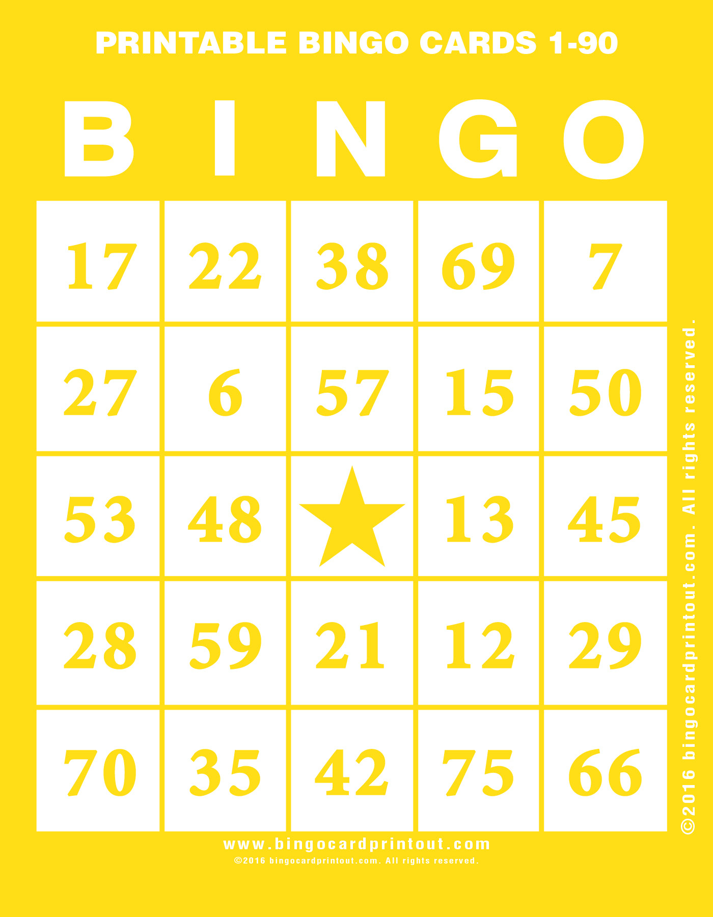 Printable Bingo Cards 1-90 - Bingocardprintout