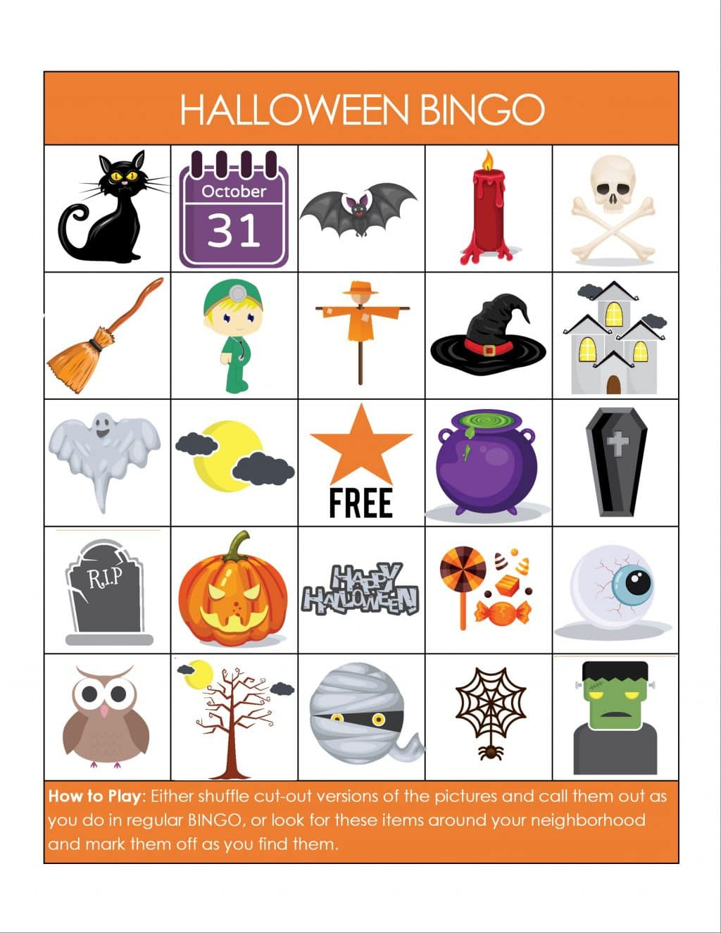 Printable Halloween Bingo Game - Glue Sticks And Gumdrops