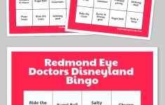 Redmond Eye Doctors Disneyland Bingo | Free Printable Bingo