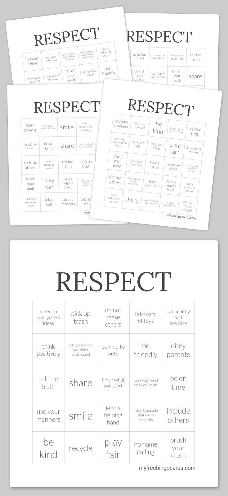 Respect Bingo | Bingo Cards Printable, Bingo Printable