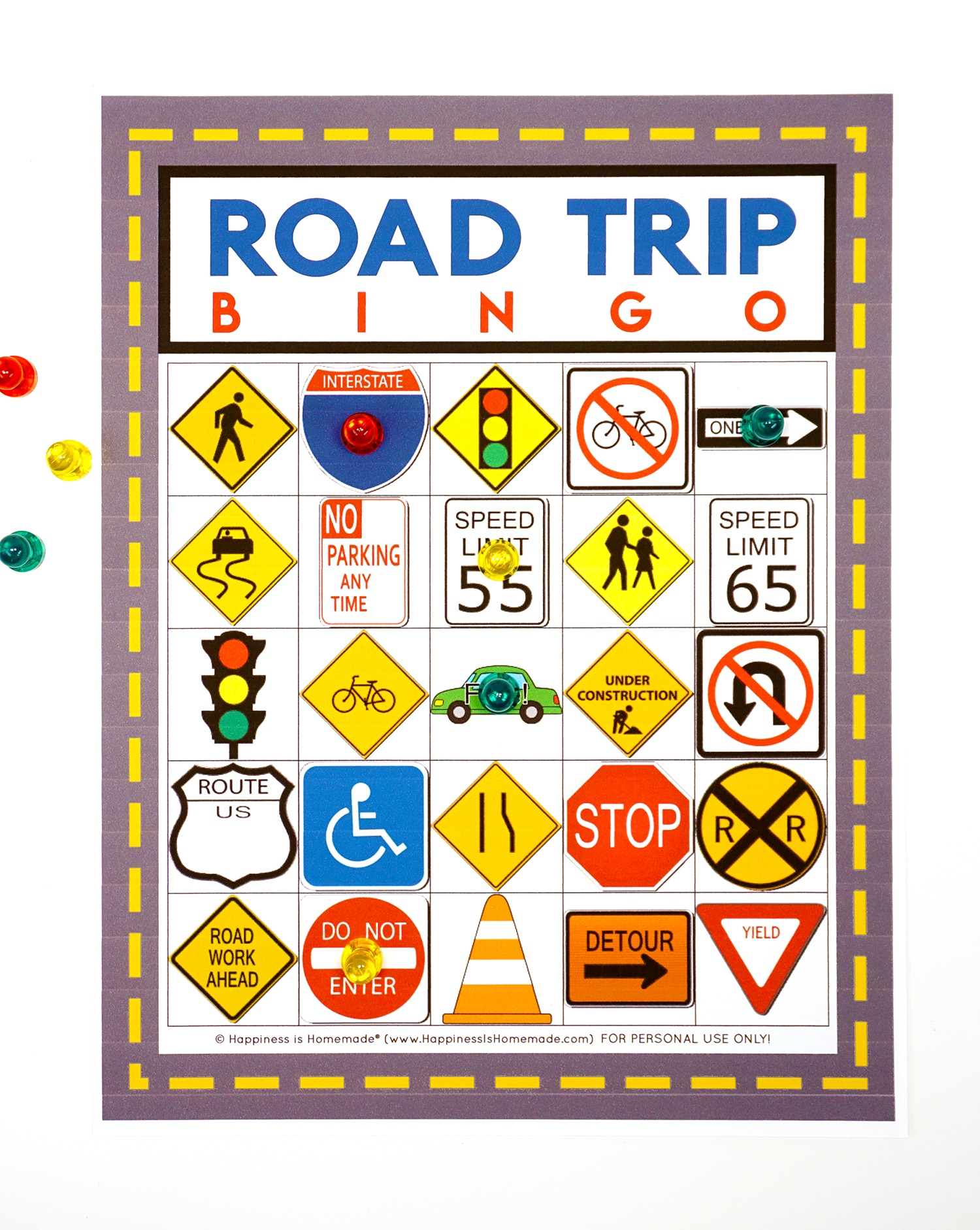 Road Trip Bingo Game - Free Printable - Happiness Is Homemade