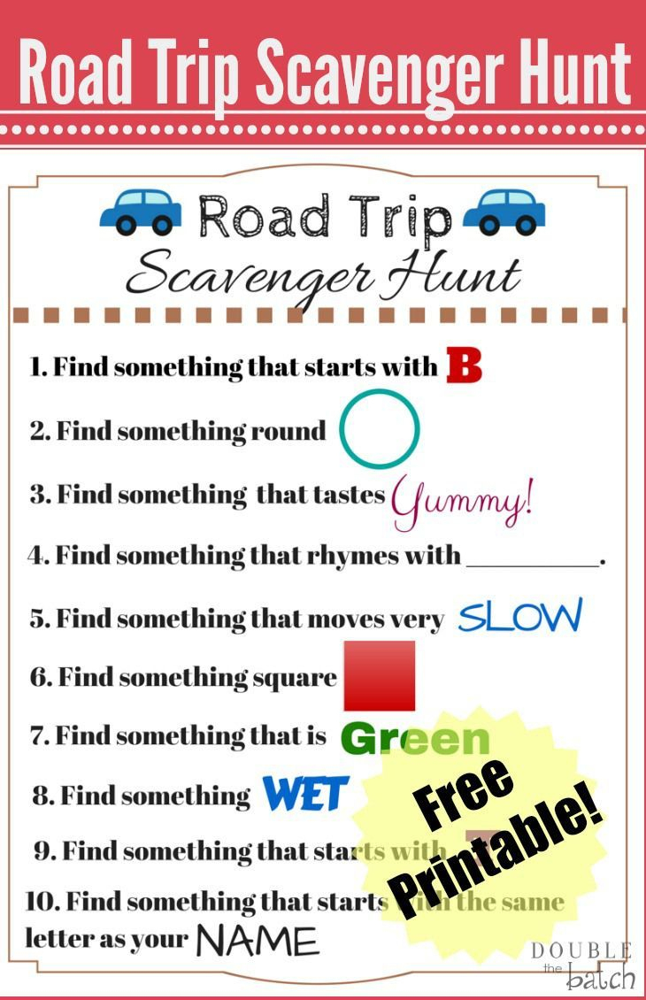 Road Trip Scavenger Hunt - Funny Scavenger Hunt Ideas | Road