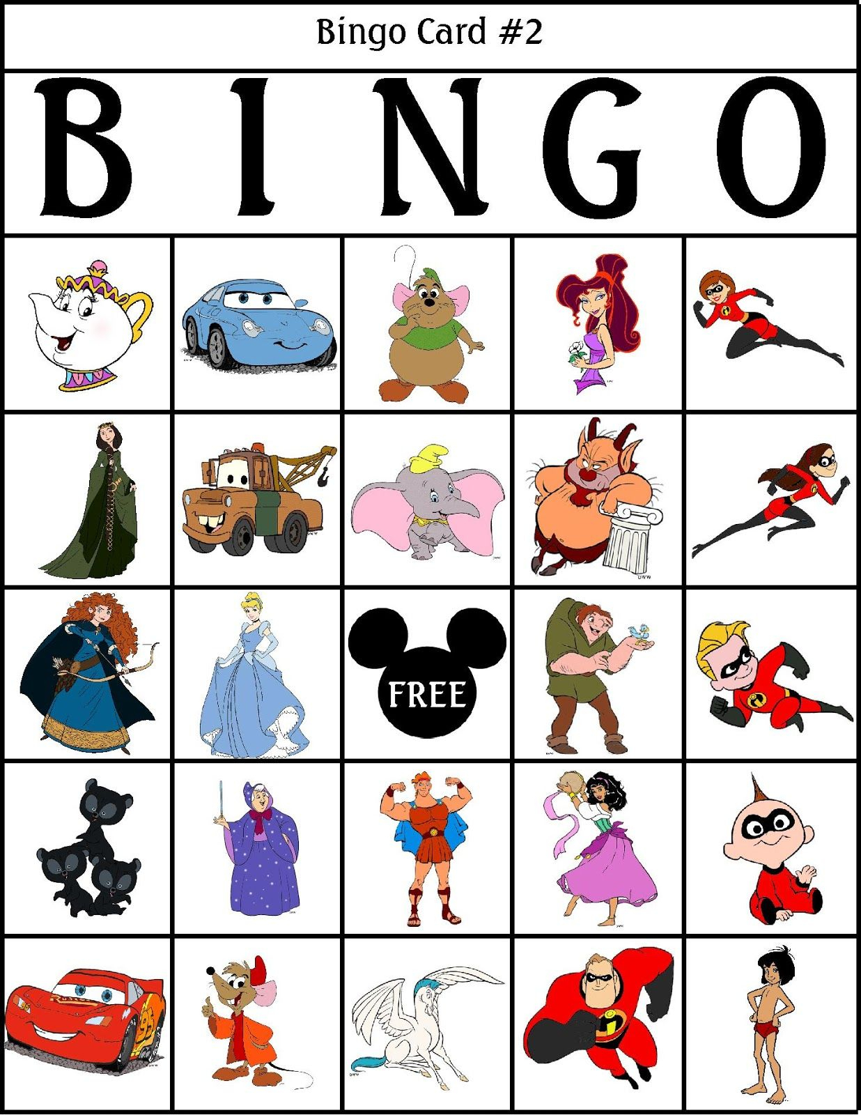 Disney Bingo Cards Printables Printable Bingo Cards