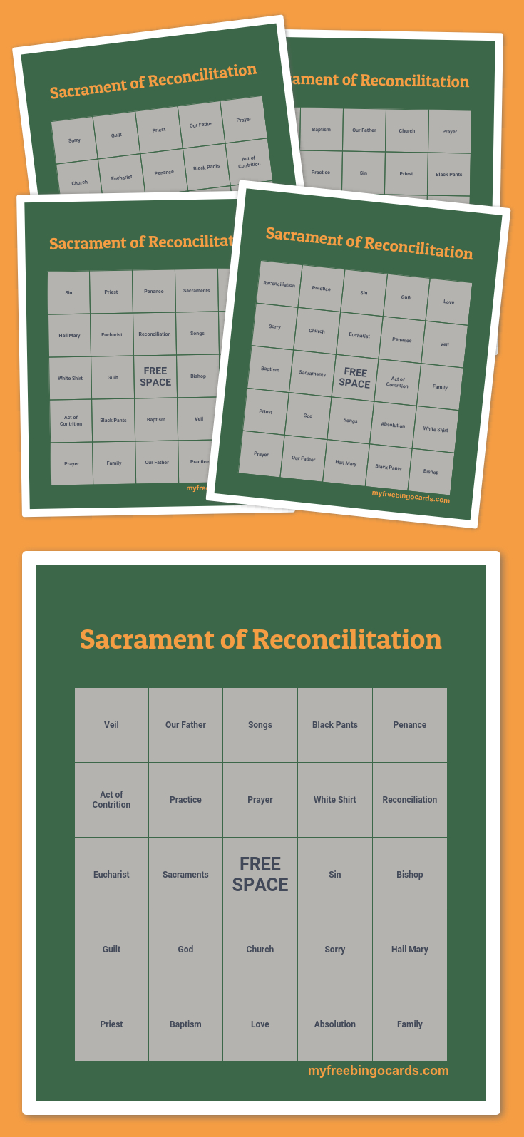 Sacrament Of Reconcilitation Bingo | Bingo Cards Printable