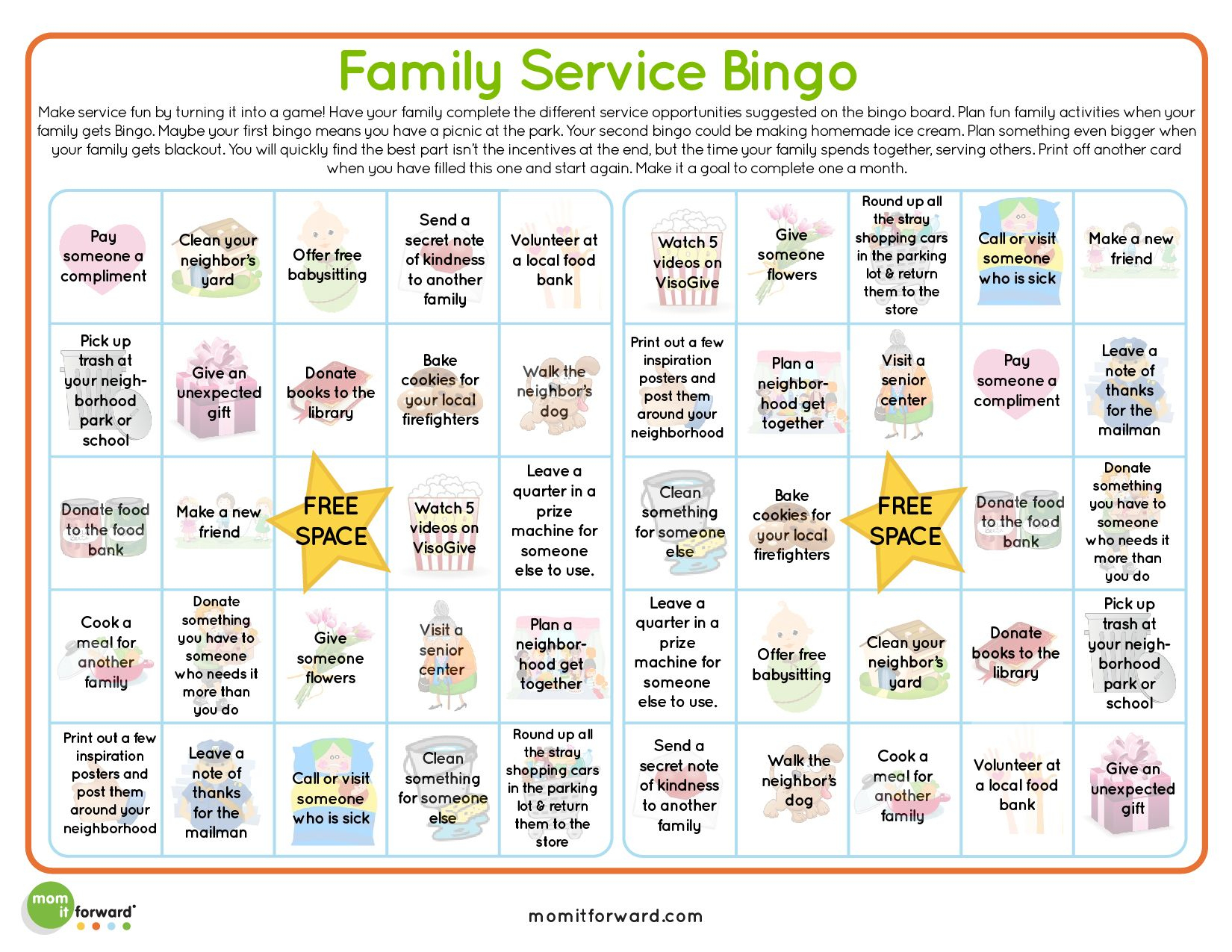 Service Bingo Card Printable | Bingo Cards, Kindness For