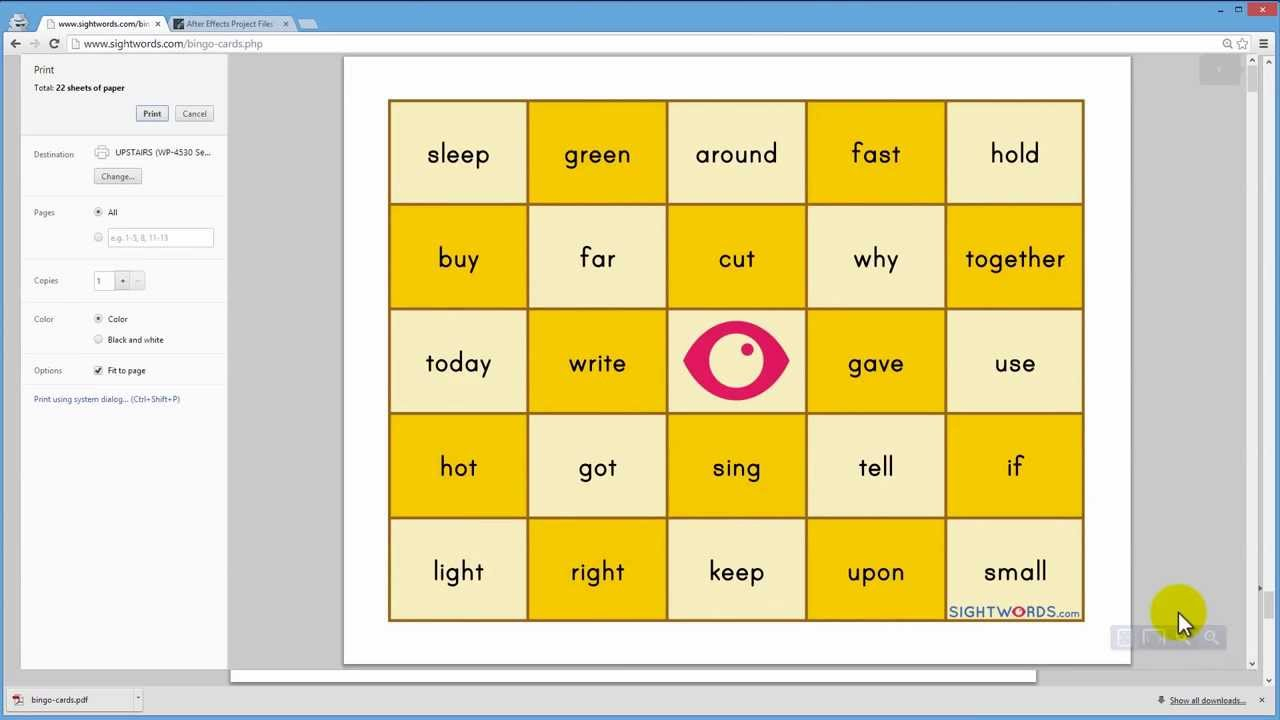 Sight Words Bingo | Sight Words: Teach Your Child To Read