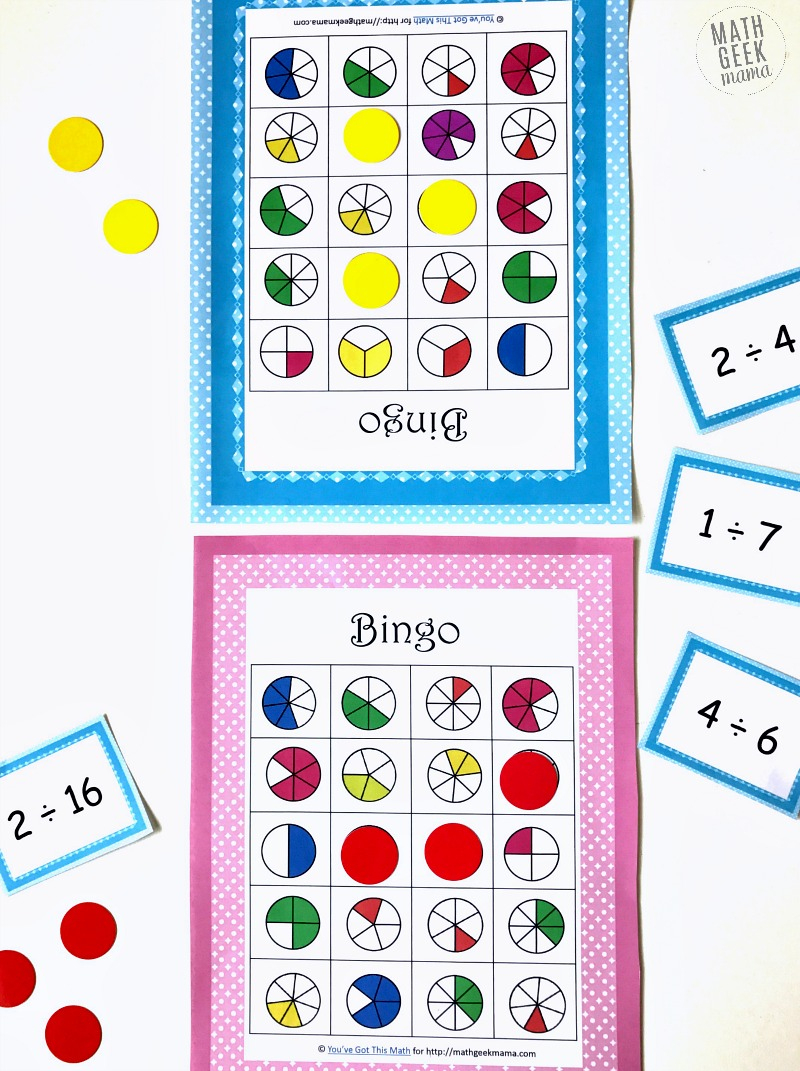 Simple And Fun Division Bingo Game: Answers As Fractions