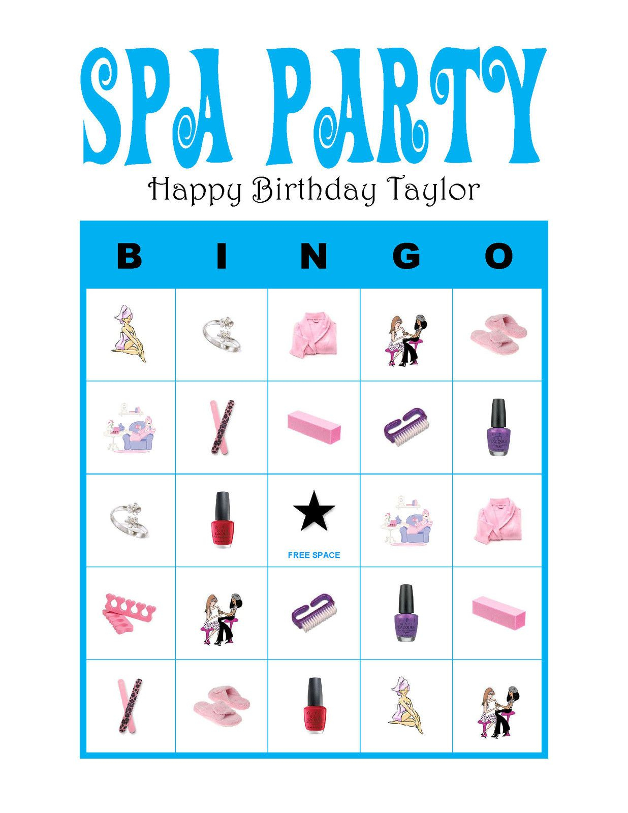 Spa Nail Party Personalized Girl Diva Birthday Party Game