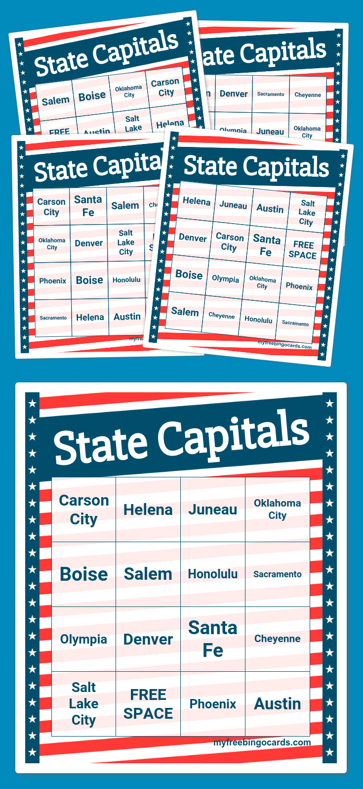 State Capitals Bingo | Free Printable Bingo Cards, Free